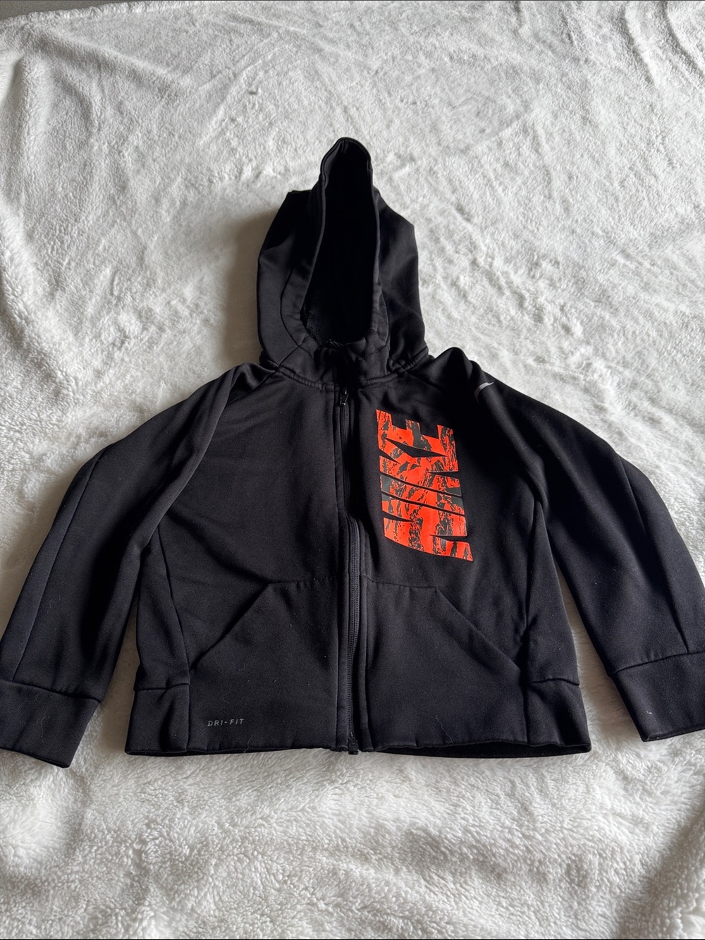 Nike Black Hooded Zip Sweatshirt with Red Graphic